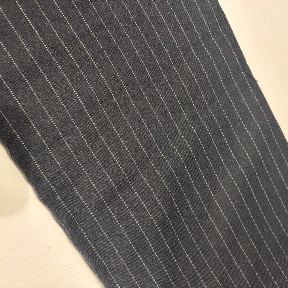 3.25 Yds Blue White Pinstripe Wool Fabric 60" Suiting Textile